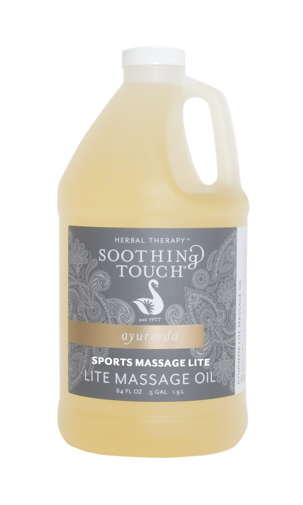 Soothing Touch Sports Massage Lite Oil bottle pour for quick absorption and smooth glide.