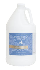 Soothing Touch unscented jojoba massage lotion bottle provides smooth glide and deep hydration