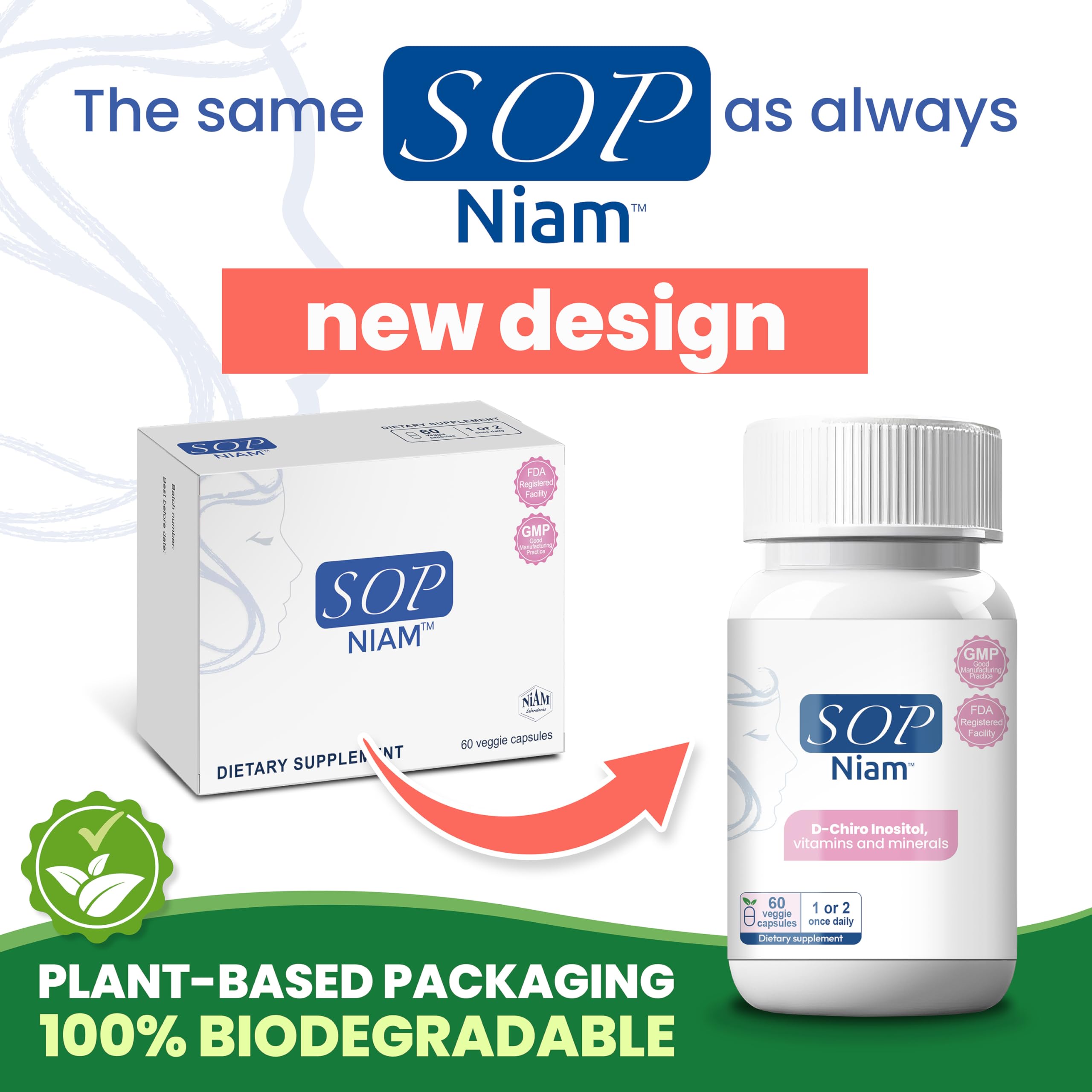 Close up of SOP NIAM capsule for convenient swallowing on busy days.