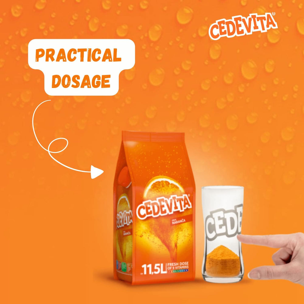 Sorina Cedevita Lemon/Orange powder jar showing convenient vitamin boost