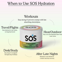 SOS Hydration bottle resting on a travel bag for on-the-go hydration.