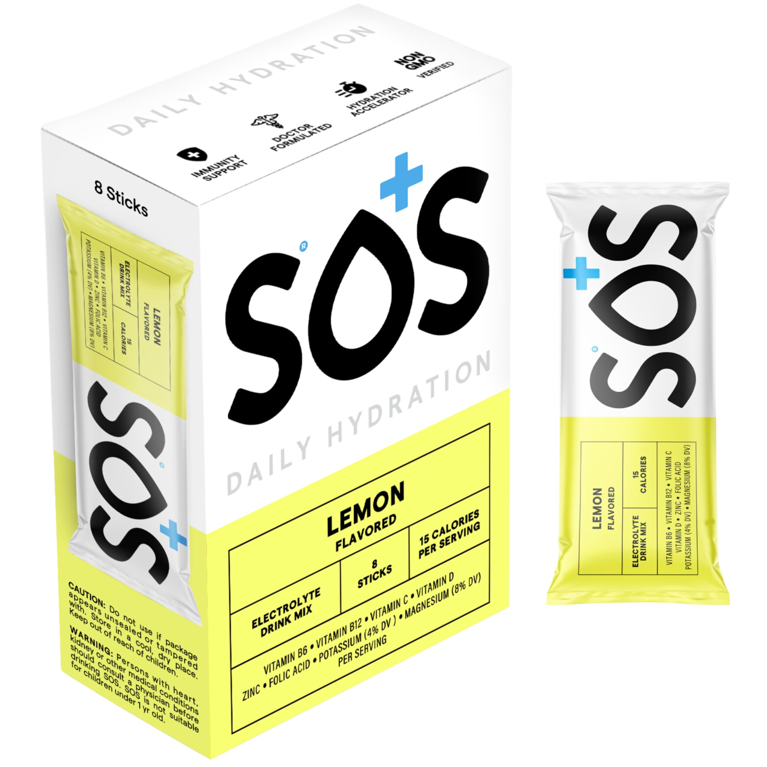Sos Hydration lemon stir into water for smooth dissolve