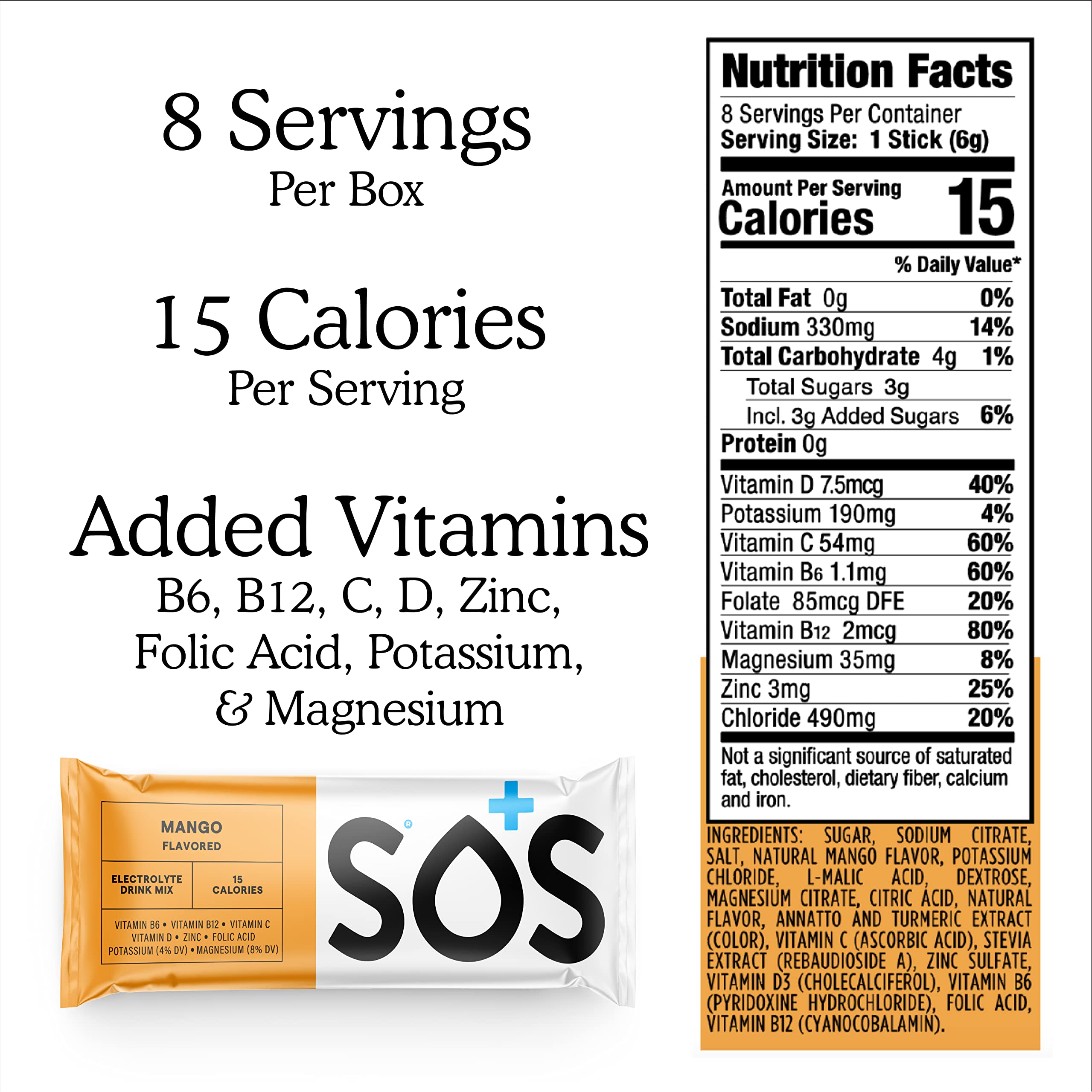 Hydration in a water bottle featuring SOS Mango for workouts or travel.