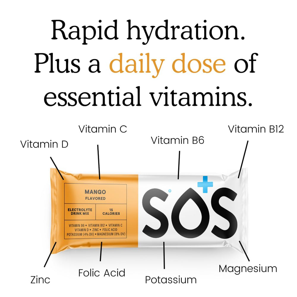 Close-up of the SOS Mango USA-made label signaling quality and trust.