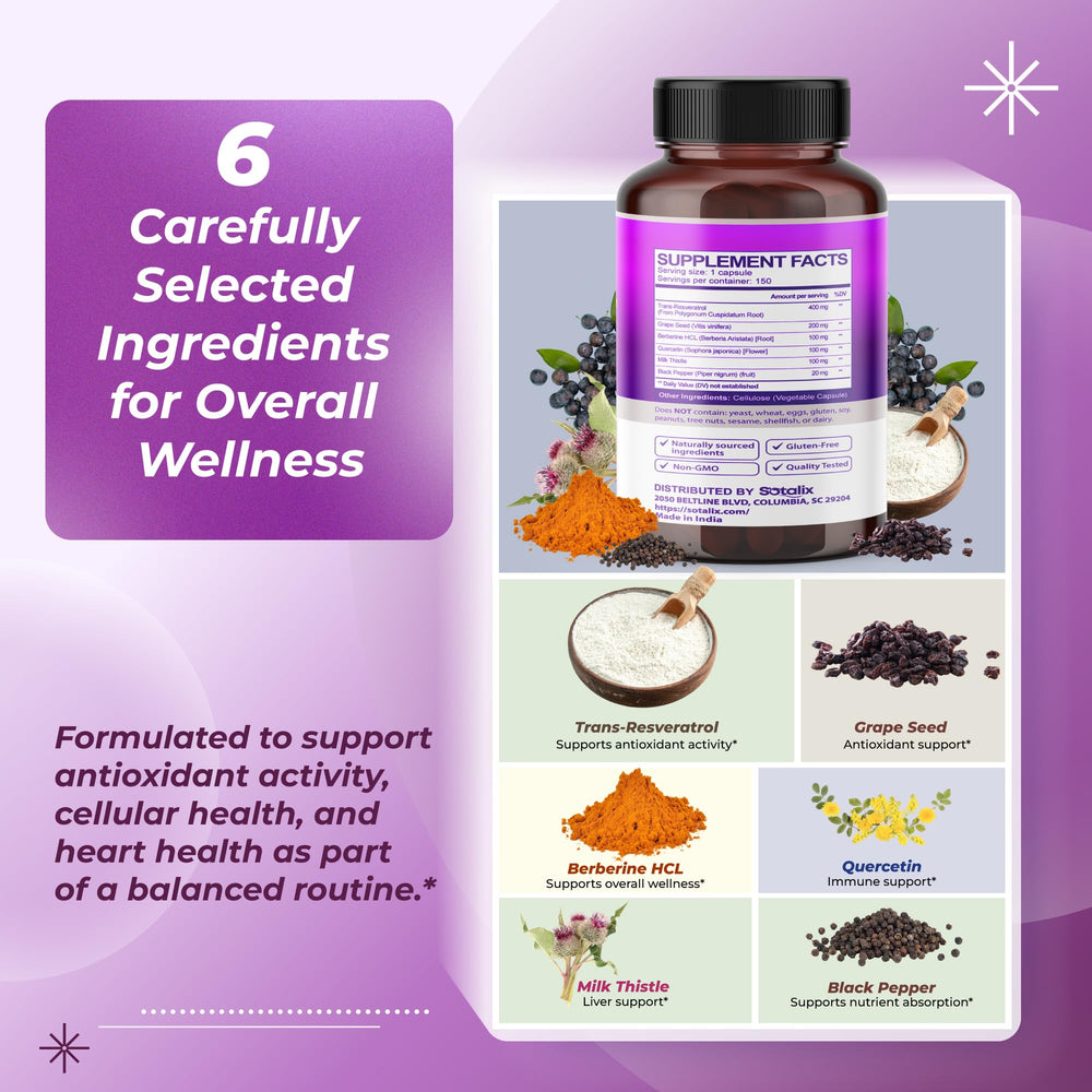 Sotalix Resveratrol with grape seed focus underscores antioxidant-rich grape seed benefits