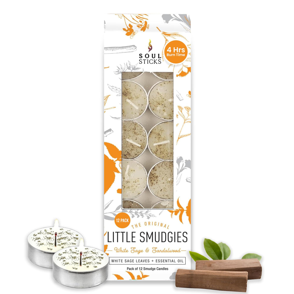 Soul Sticks Little Smudgies White Sage tealight candle purifies spaces and supports meditation