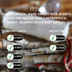 Soul Sticks selenite wand 4-inch for space cleansing and mindful energy alignment.