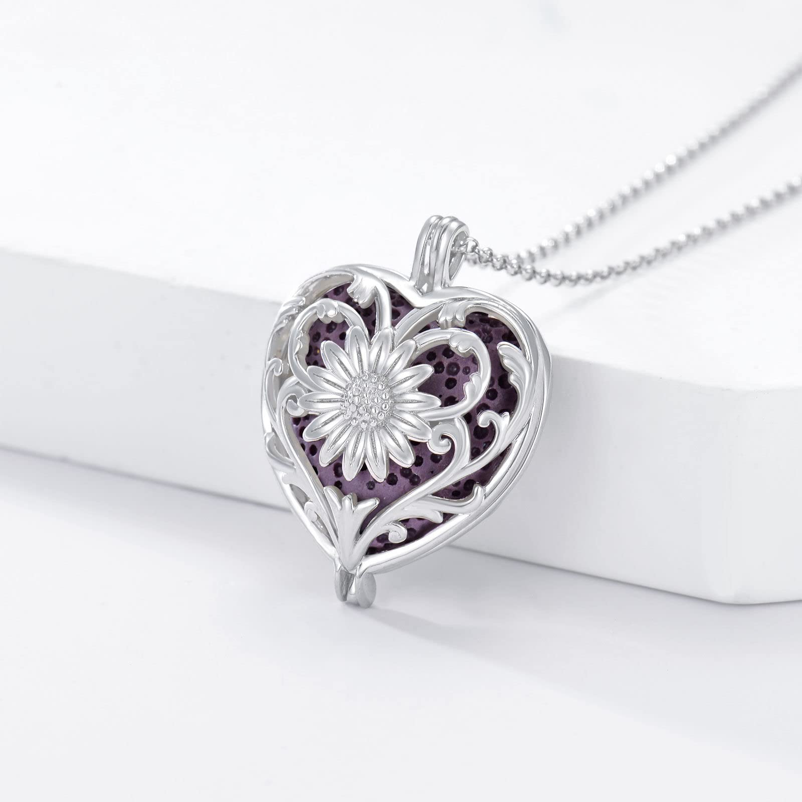 SOULMEET sterling silver diffuser necklace worn on the neck