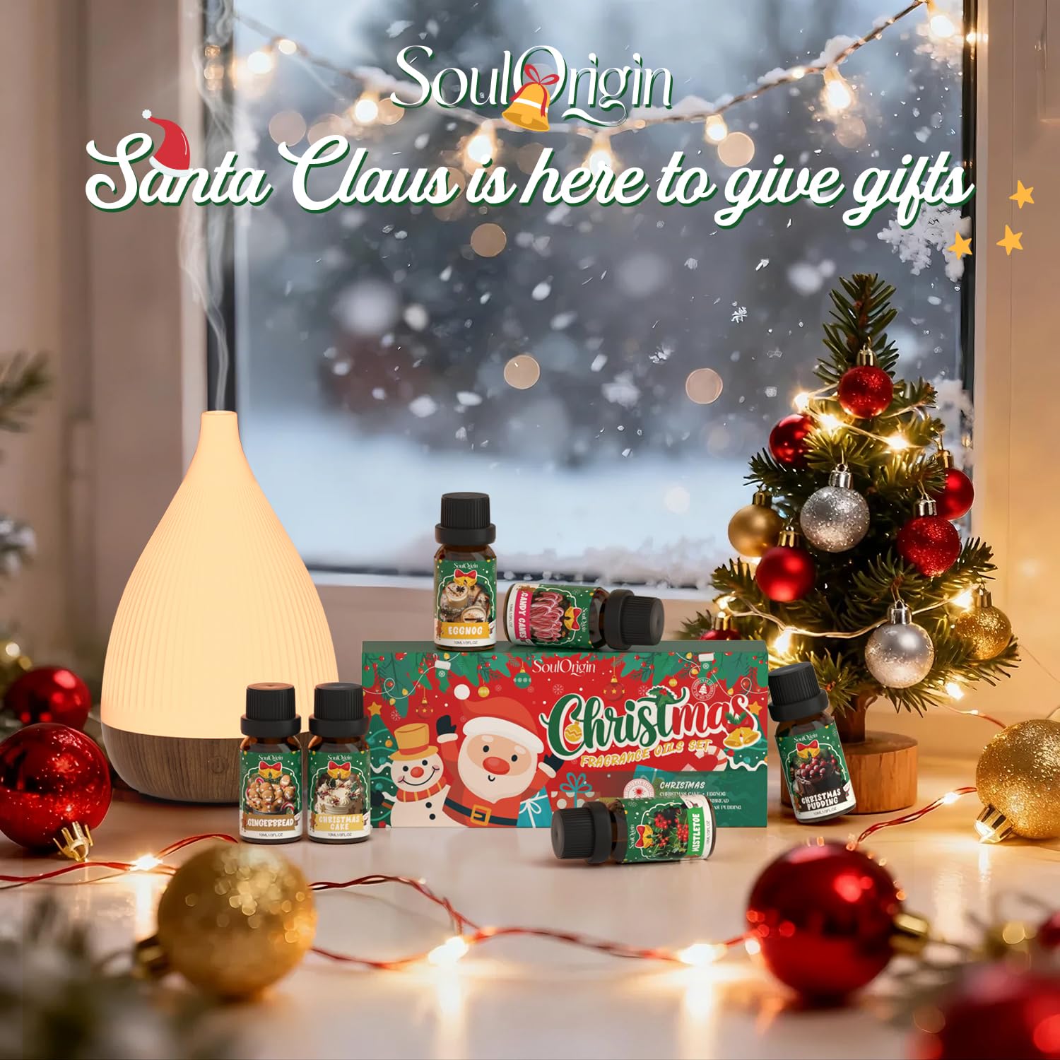 SoulOrigin Christmas cake oil bottle for festive diffuser blends.