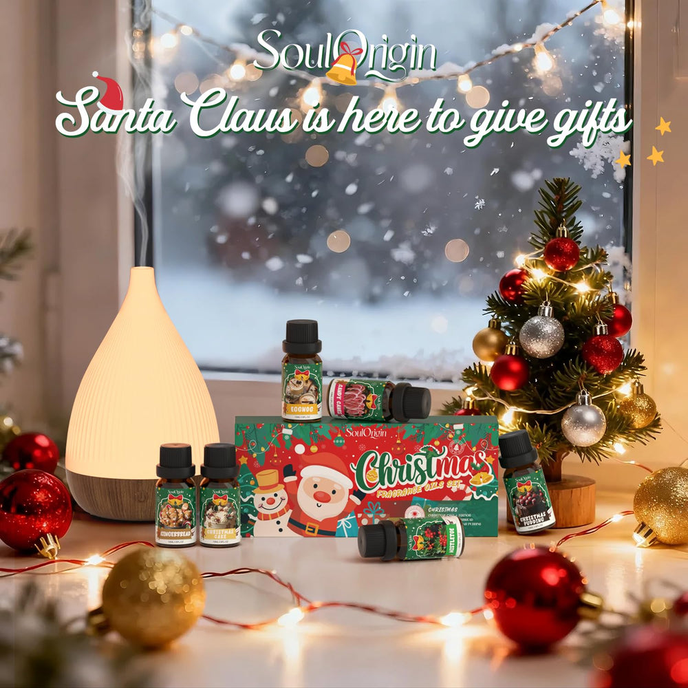 SoulOrigin Christmas cake oil bottle for festive diffuser blends.