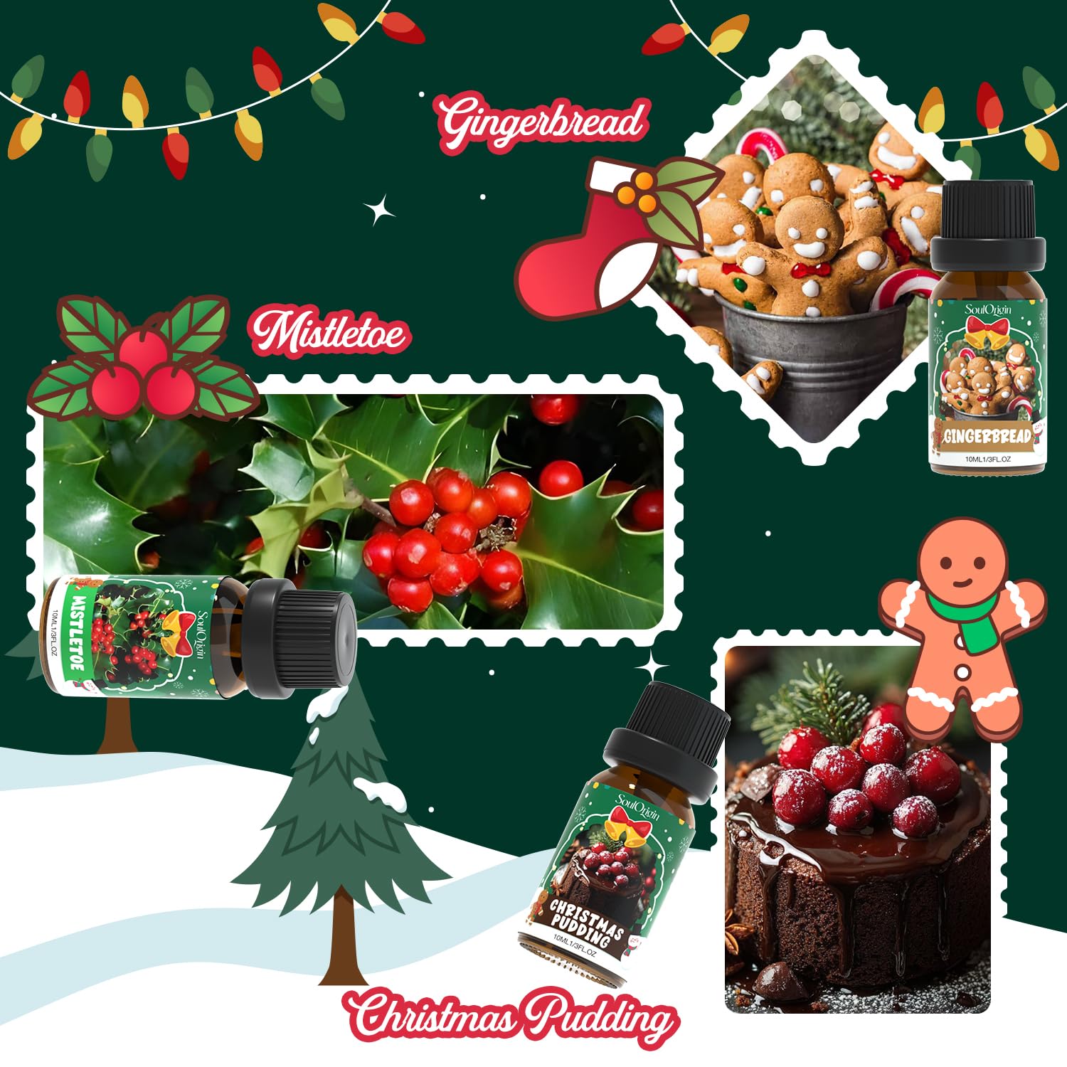 SoulOrigin Christmas candy canes oil bottle ideal for peppermint aromatherapy.