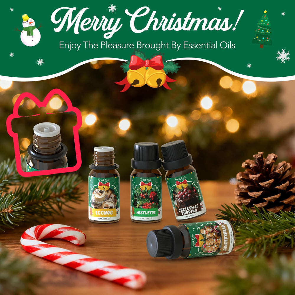 SoulOrigin Christmas mistletoe oil bottle refreshes living spaces aromatically.