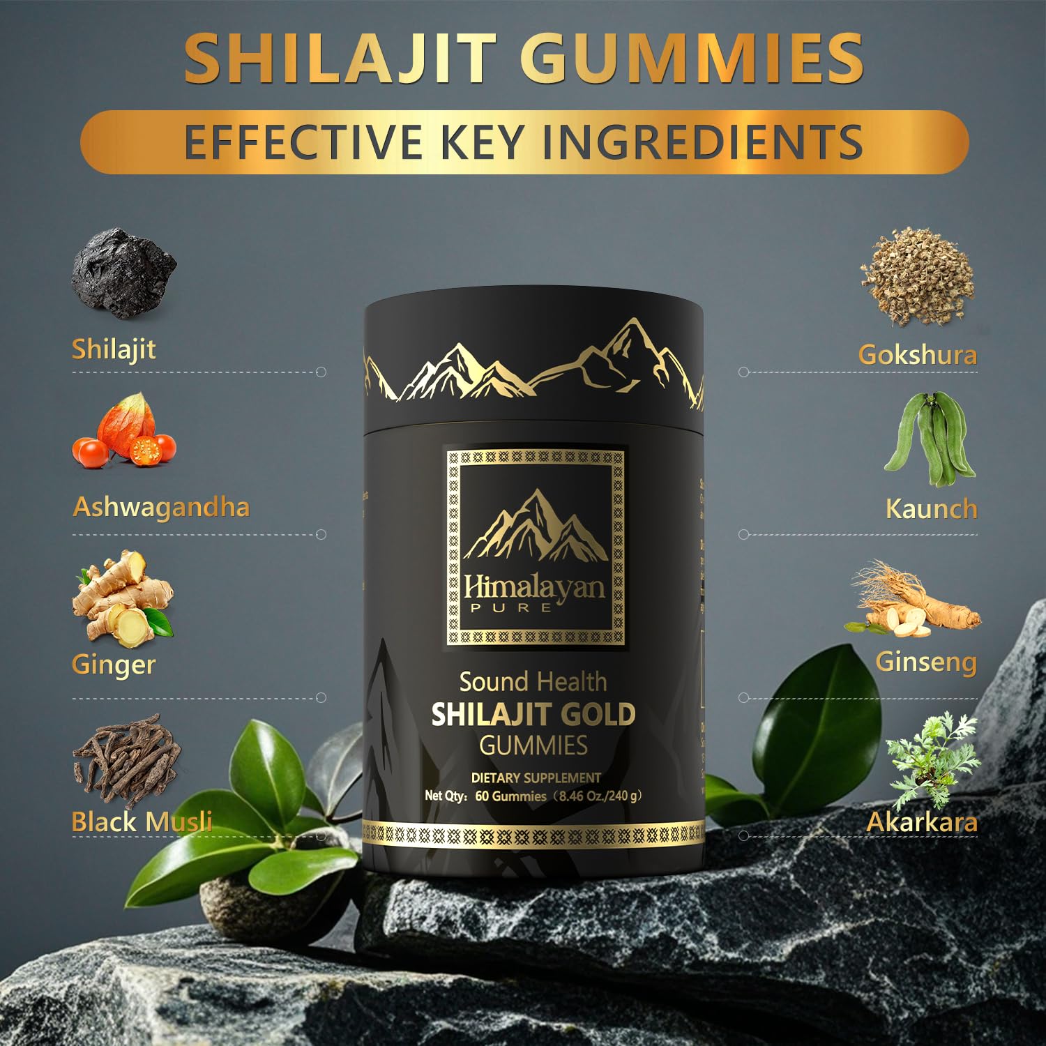 Sound Health Plus Shilajit Gold Gummies texture close-up, chewy berry-flavor.
