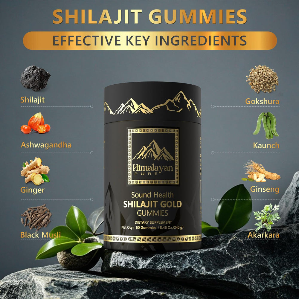 Sound Health Plus Shilajit Gold Gummies texture close-up, chewy berry-flavor.