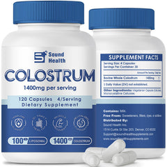 SoundHealth Colostrum bottle front view for premium immune support