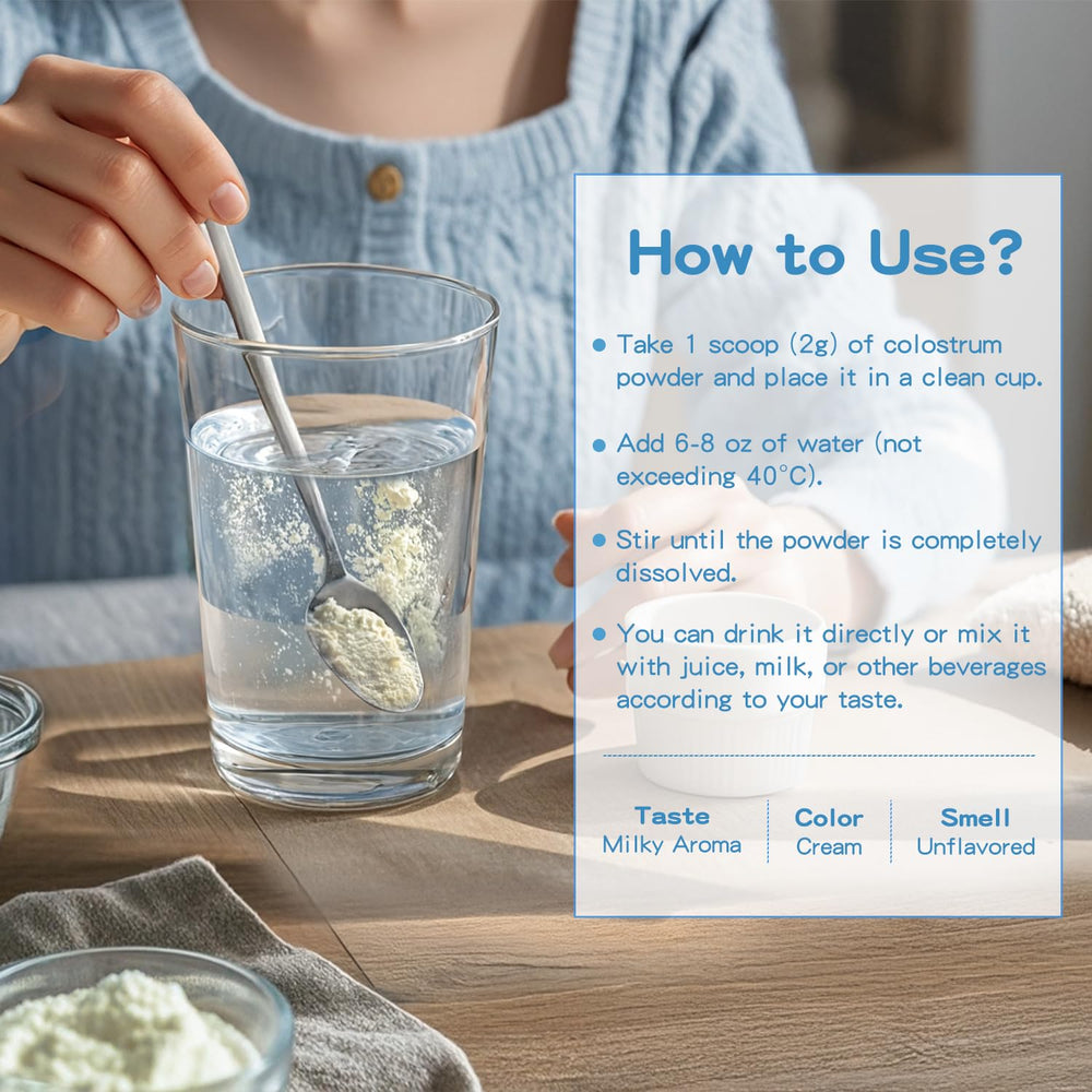 SoundHealth colostrum powder promotes skin and hair vitality in daily use.