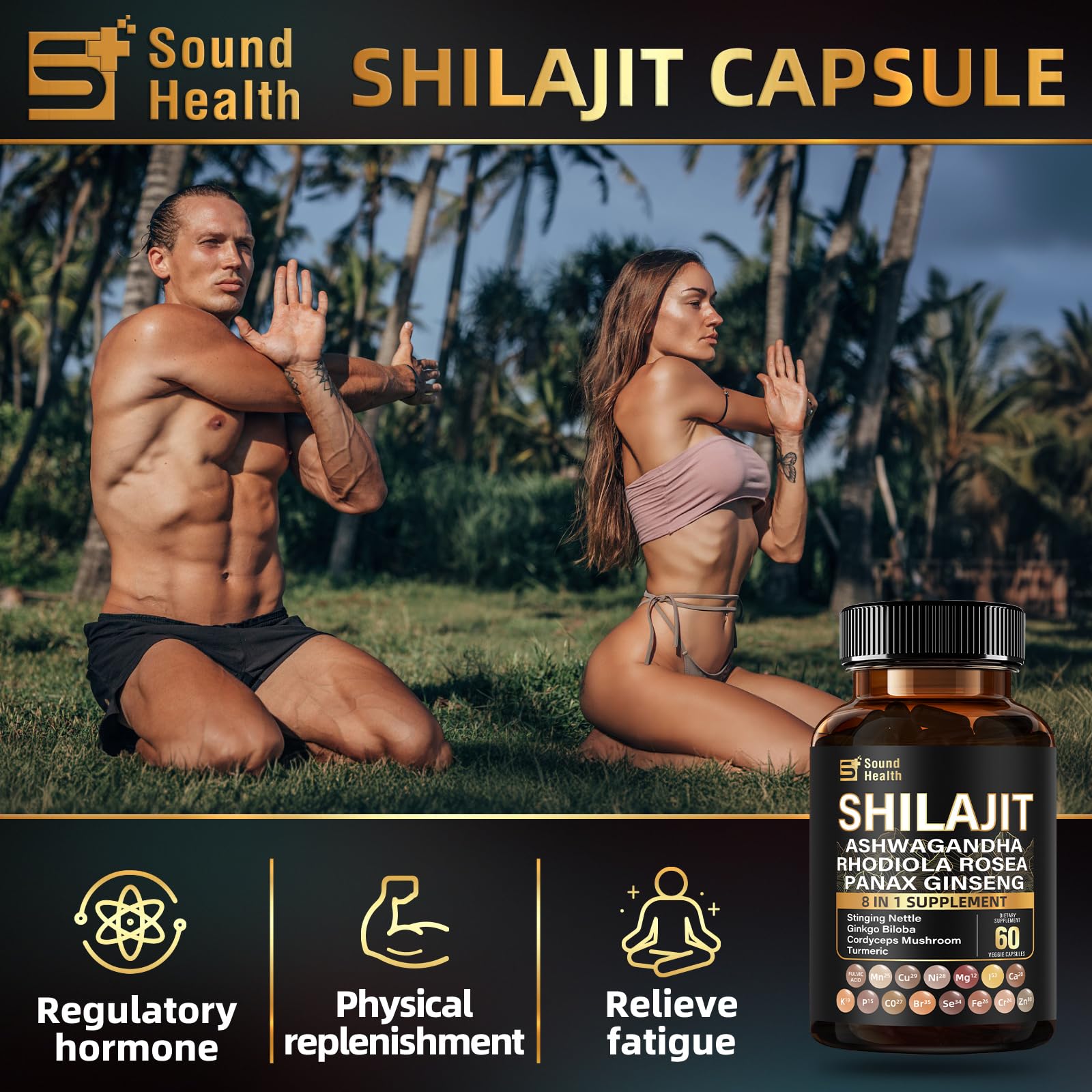Open view of a single SoundHealth Shilajit capsule next to packaging.