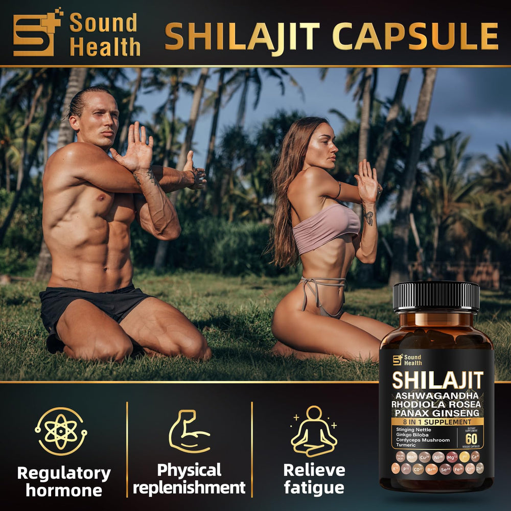 Open view of a single SoundHealth Shilajit capsule next to packaging.