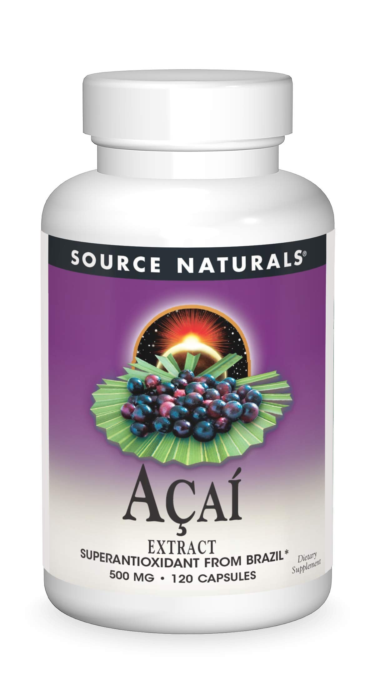 Source Naturals Acai Extract bottle showcasing antioxidant-rich capsules.