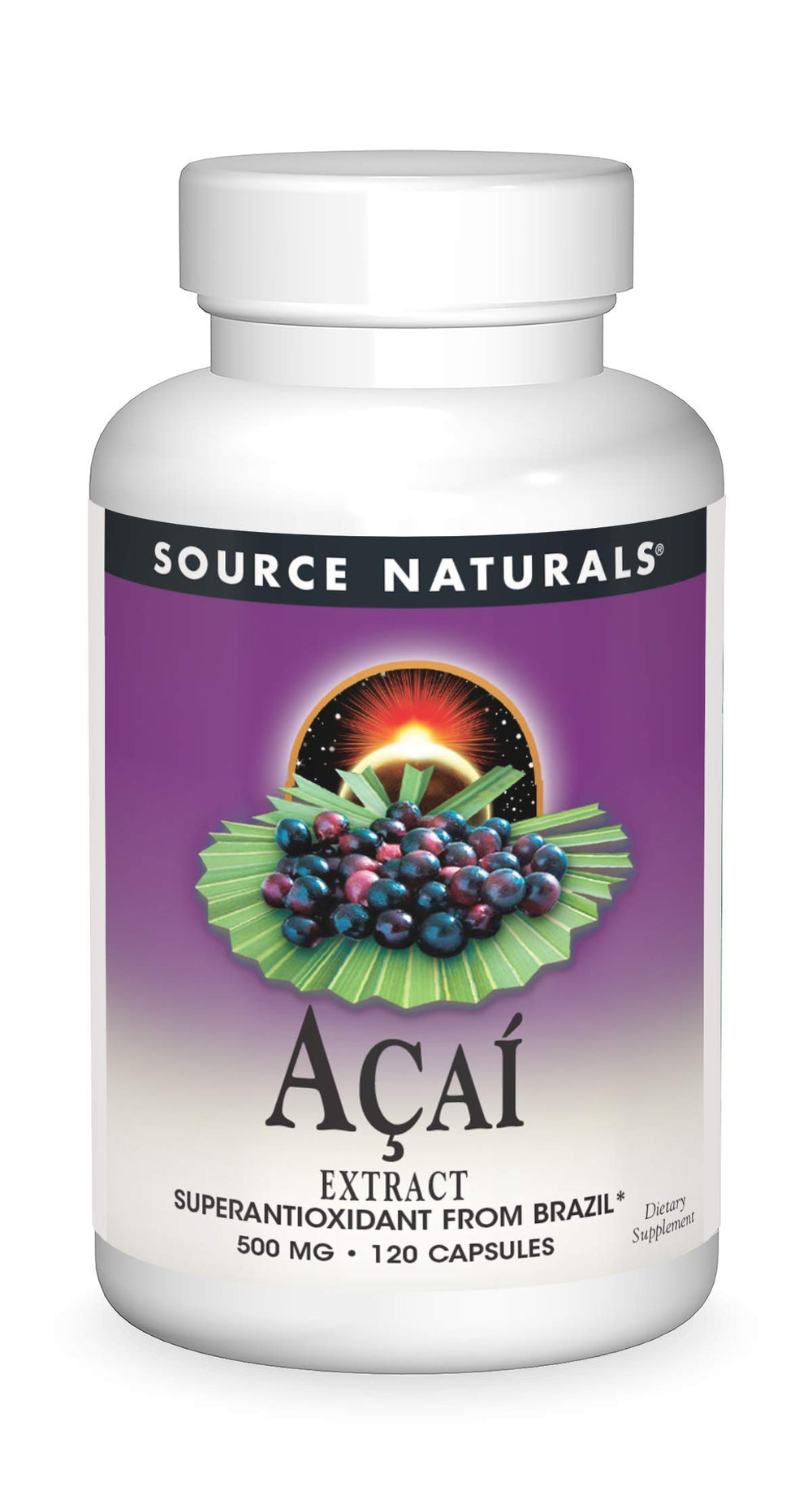 Source Naturals Acai Extract bottle showcasing antioxidant-rich capsules.