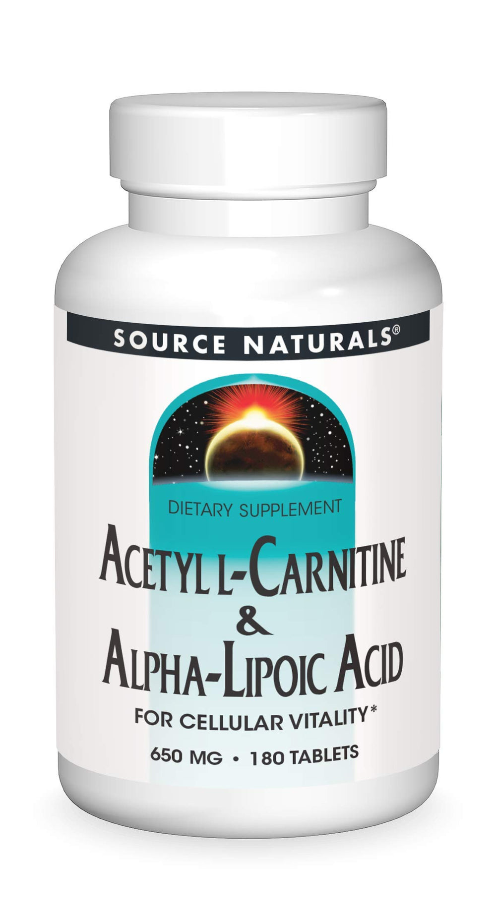 Source Naturals acetyl L-carnitine alpha-lipoic acid bottle for daily metabolism support