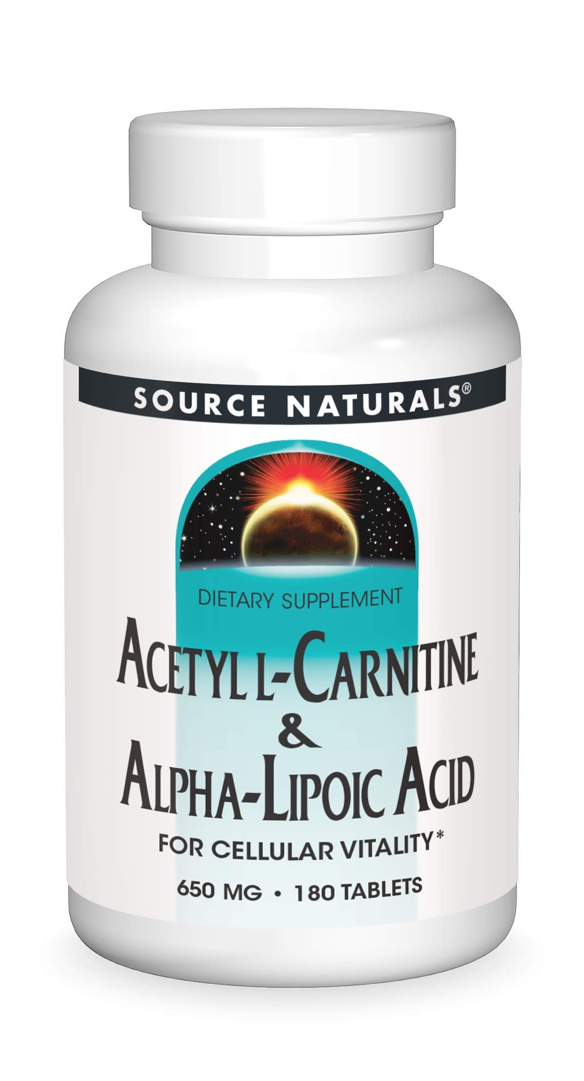 Source Naturals acetyl L-carnitine alpha-lipoic acid bottle for daily metabolism support