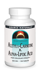 Source Naturals acetyl L-carnitine alpha-lipoic acid bottle for daily metabolism support