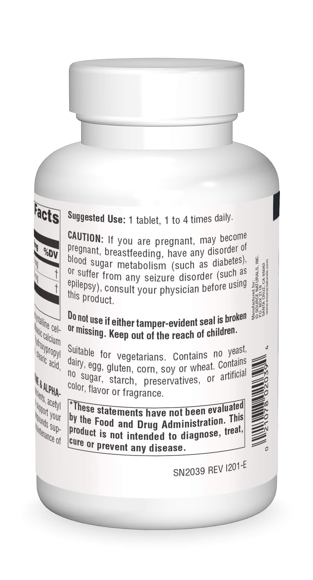 Source Naturals acetyl L-carnitine alpha-lipoic acid tablets for everyday use
