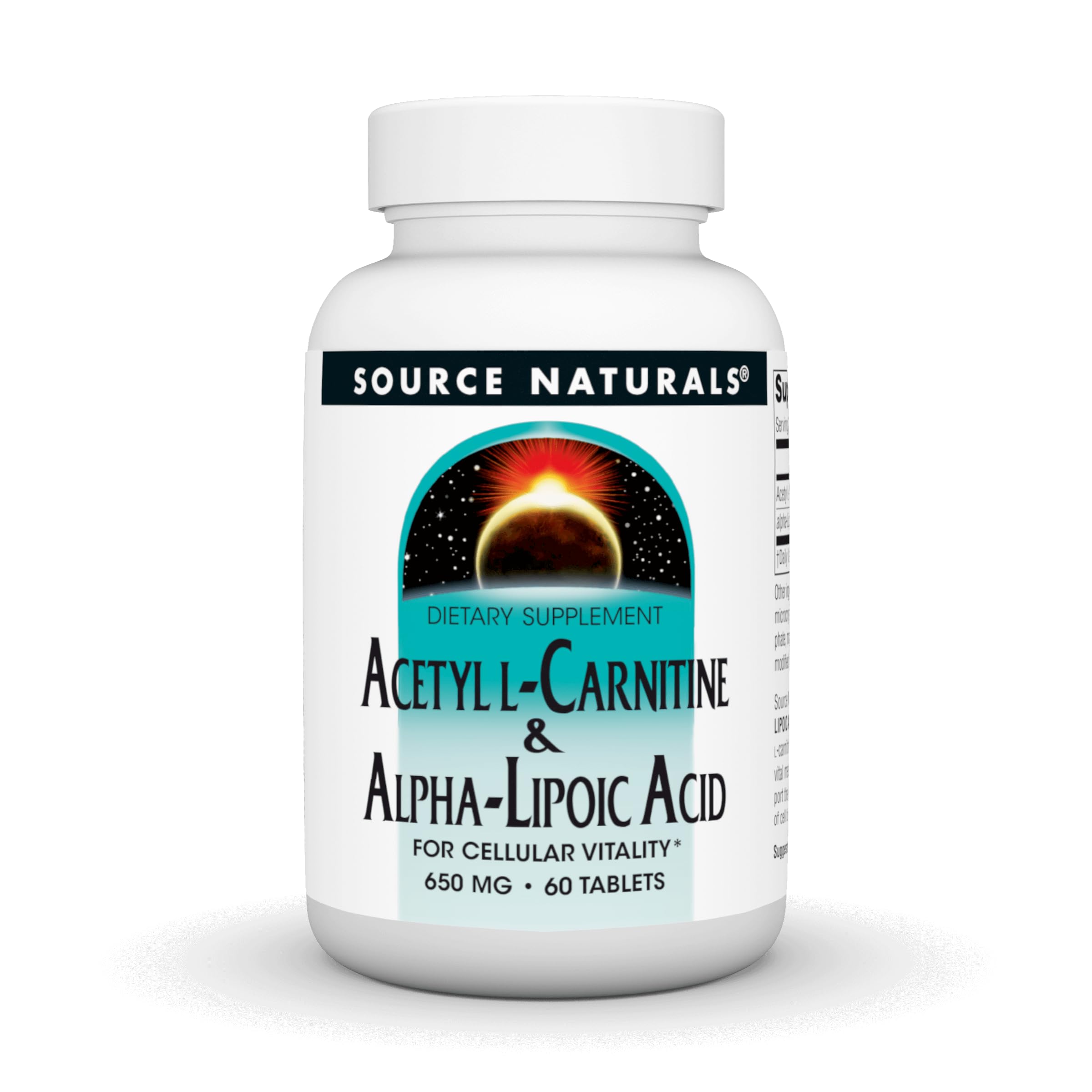 Source Naturals Acetyl L-Carnitine Alpha-Lipoic Acid bottle illustrating daily wellness potential