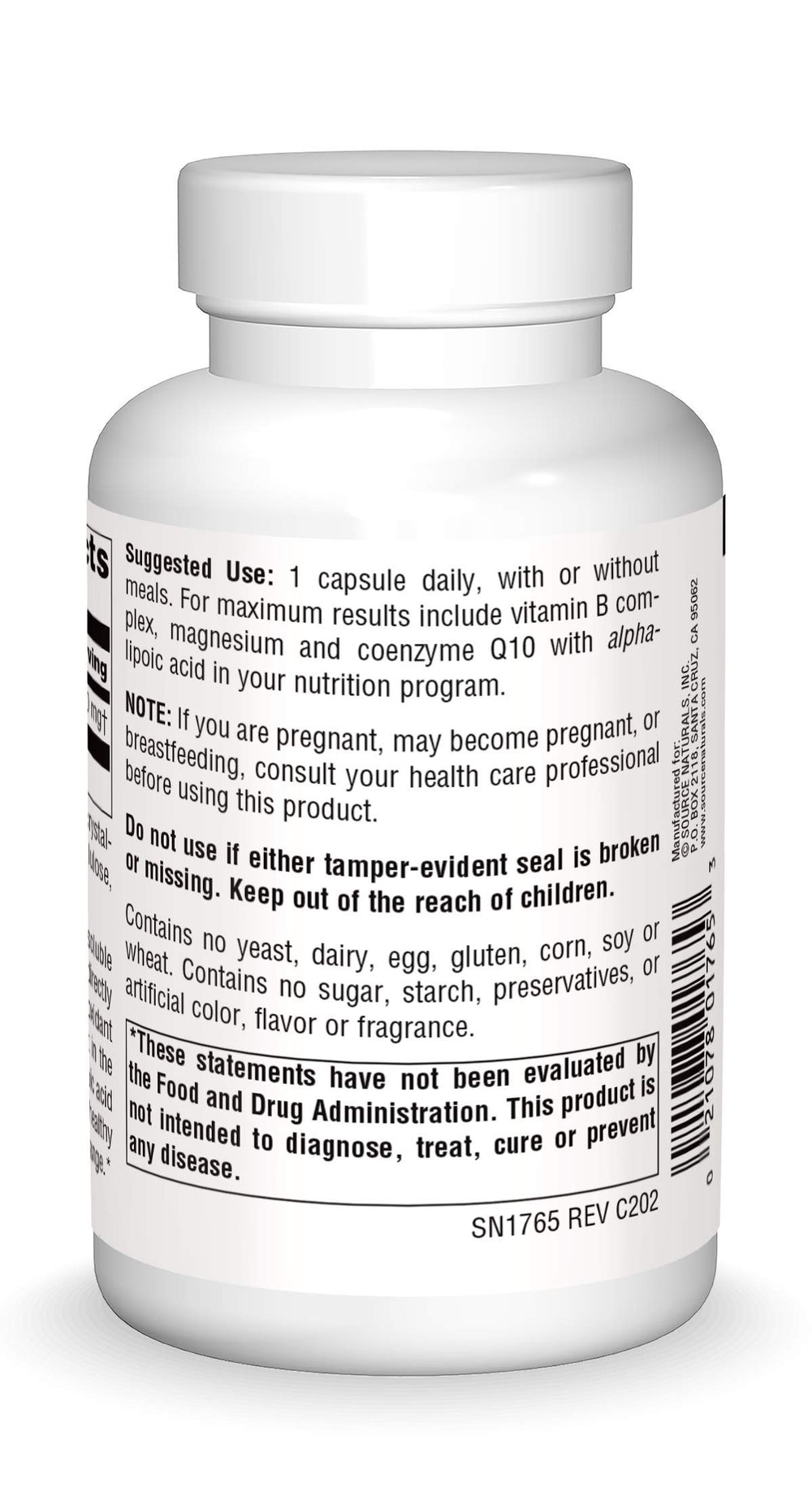 Source Naturals Ácido Alfa Lipoico 300 mg liberación gradual favorece metabolismo saludable