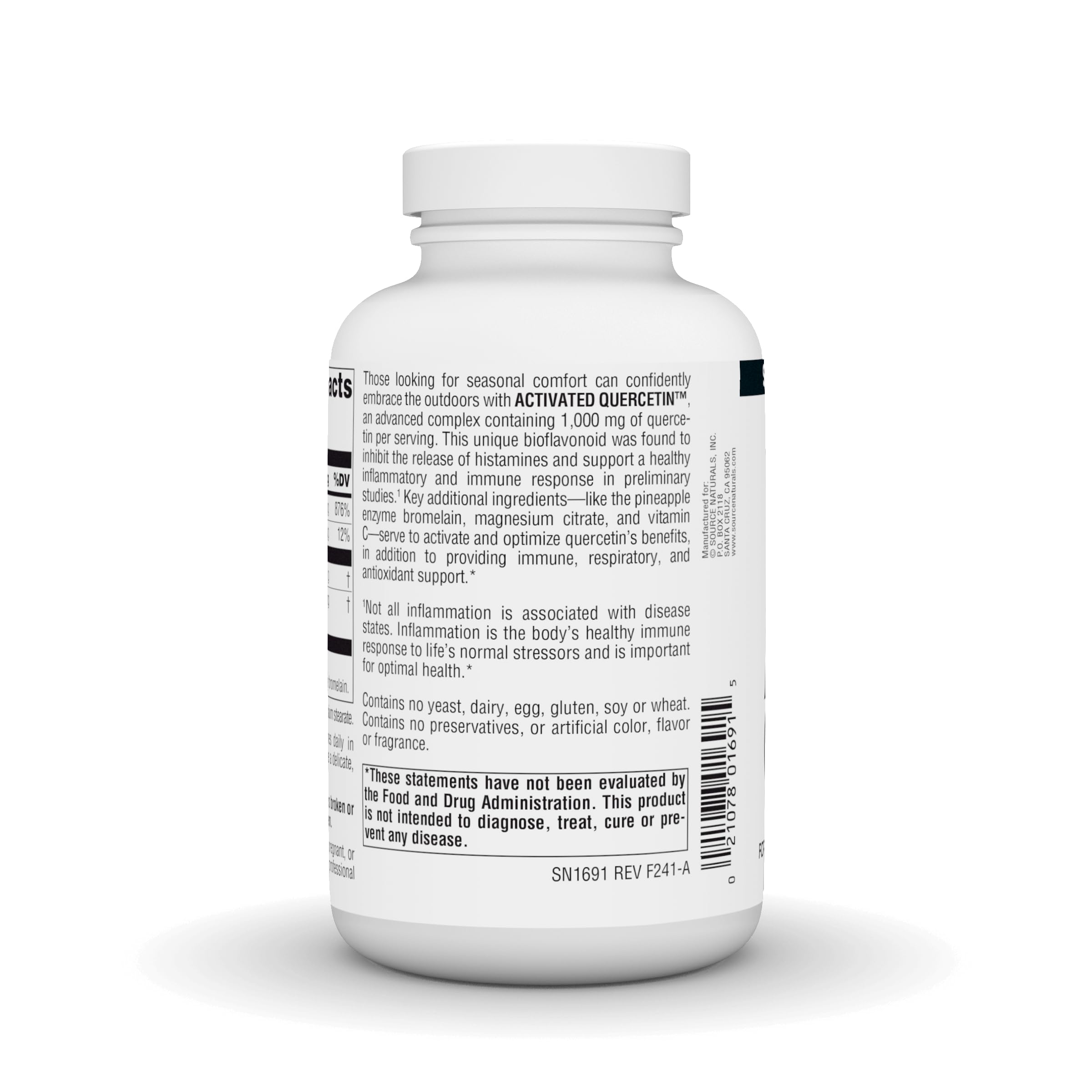 Source Naturals Activated Quercetin capsules for antioxidant and immune support.