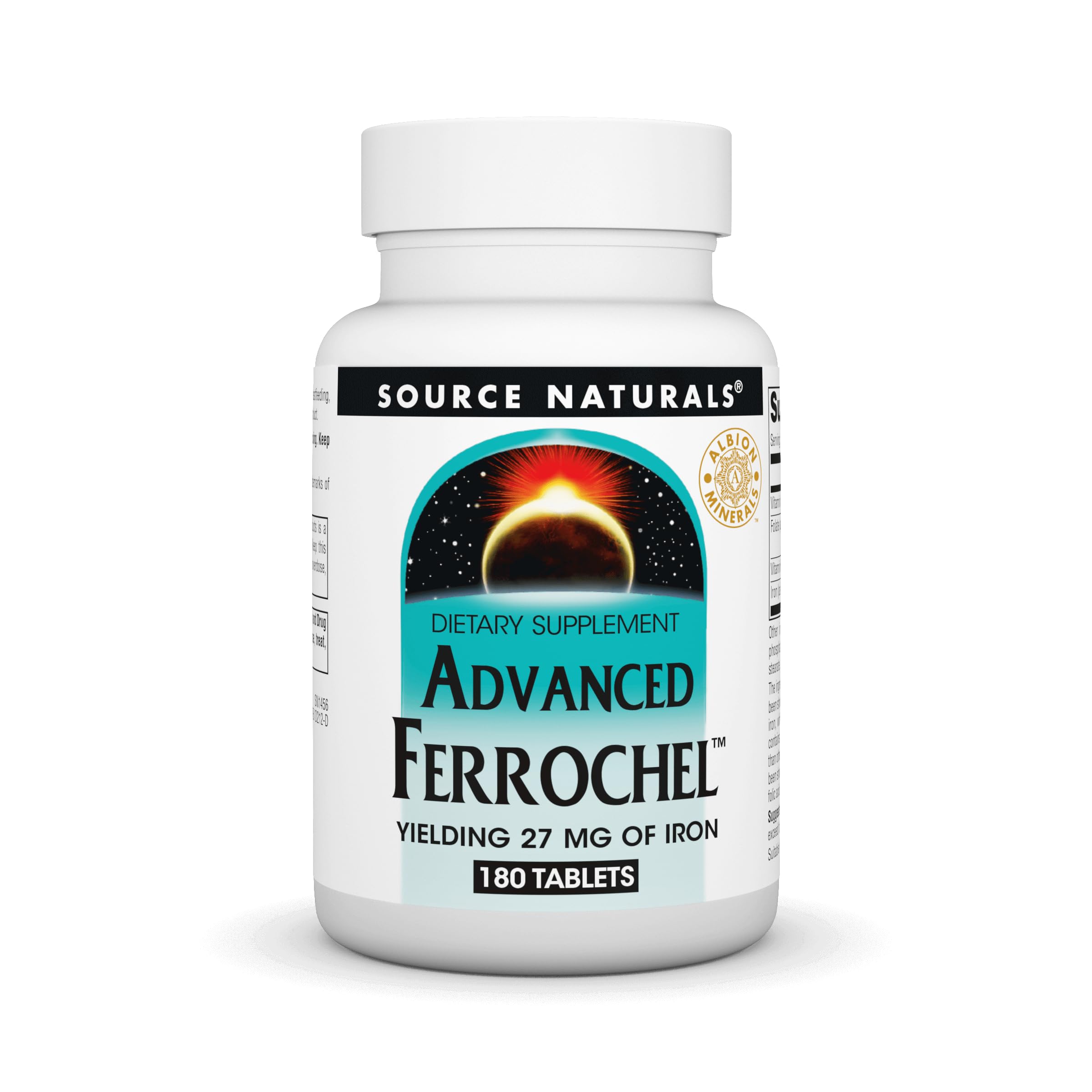 Source Naturals Advanced Ferrochel, botella frontal para una toma diaria sencilla.