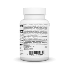 Close-up of Source Naturals AHCC 750 mg label showing supplement details.