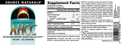 Source Naturals AHCC 750 mg packaging emphasizes the 60-count option and value.