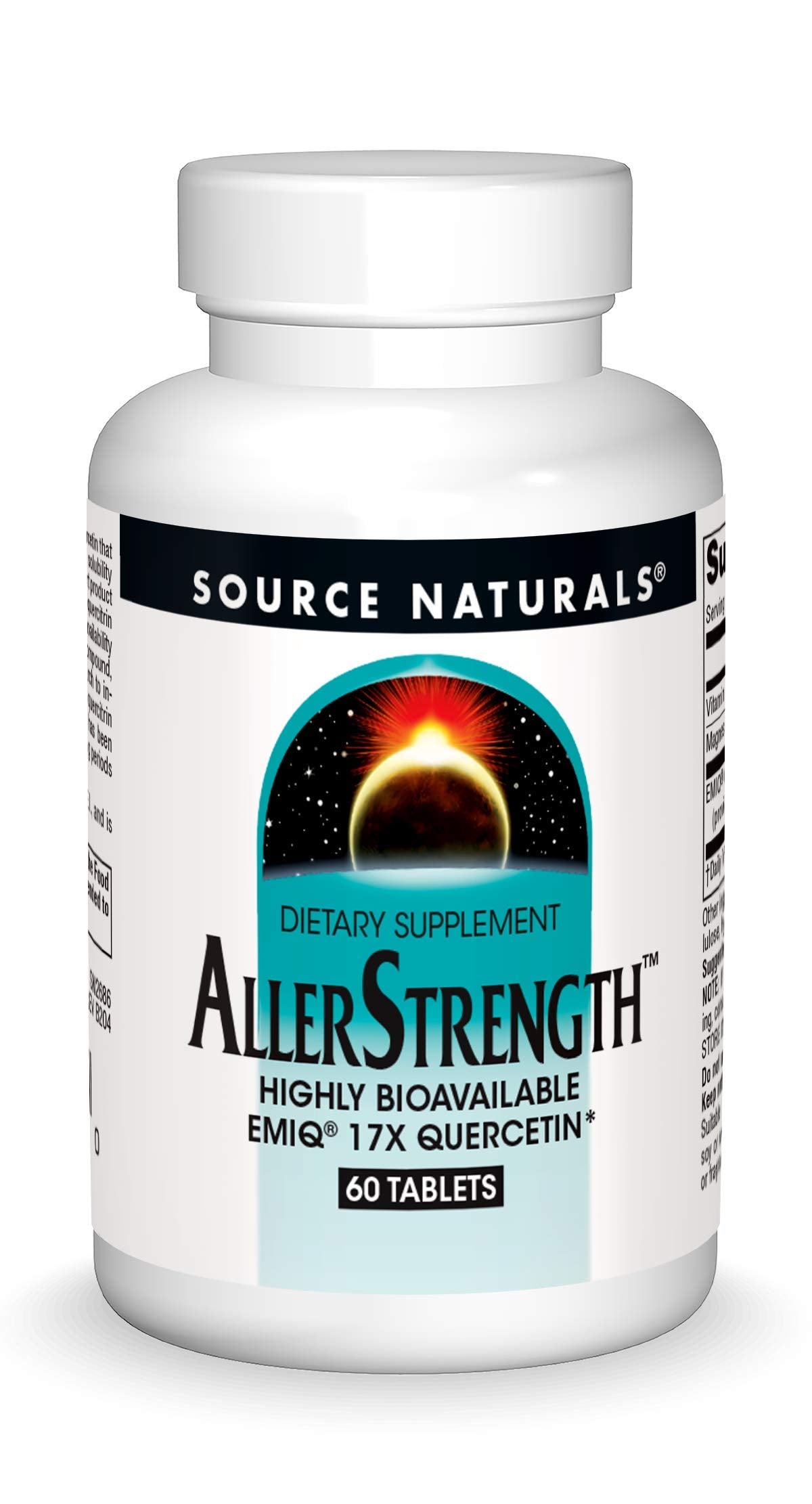 Source Naturals AllerStrength bottle front showing fast-acting immune support.