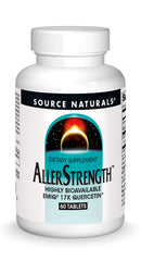 Source Naturals AllerStrength bottle front showing fast-acting immune support.