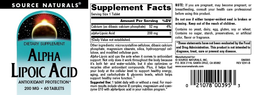 Source Naturals Alpha Lipoic Acid bottle on kitchen counter for daily routine