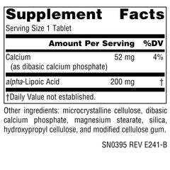 Source Naturals Alpha Lipoic Acid bottle label showing ingredients and dosage