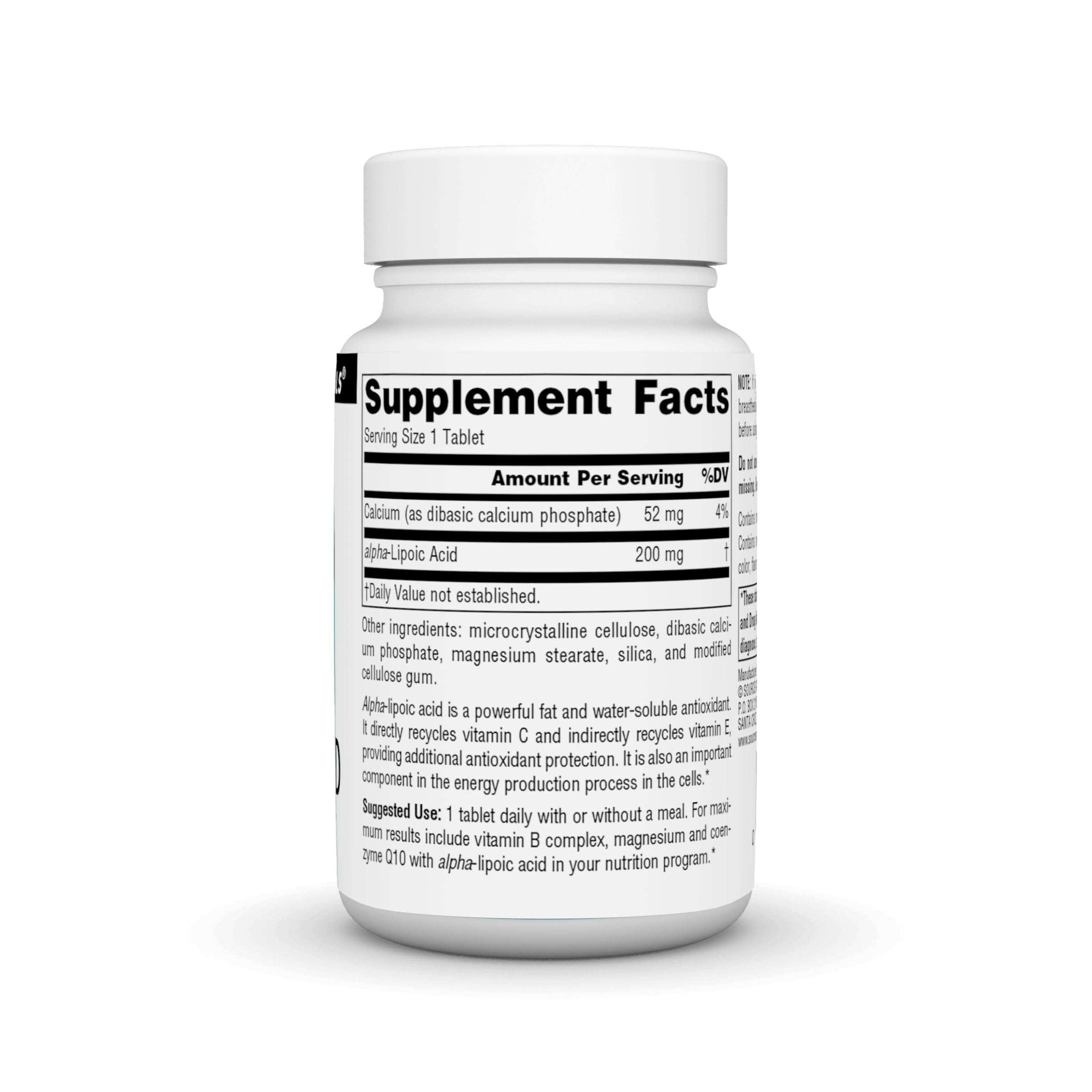 Close-up of Alpha Lipoic Acid 200 mg tablet for easy daily use