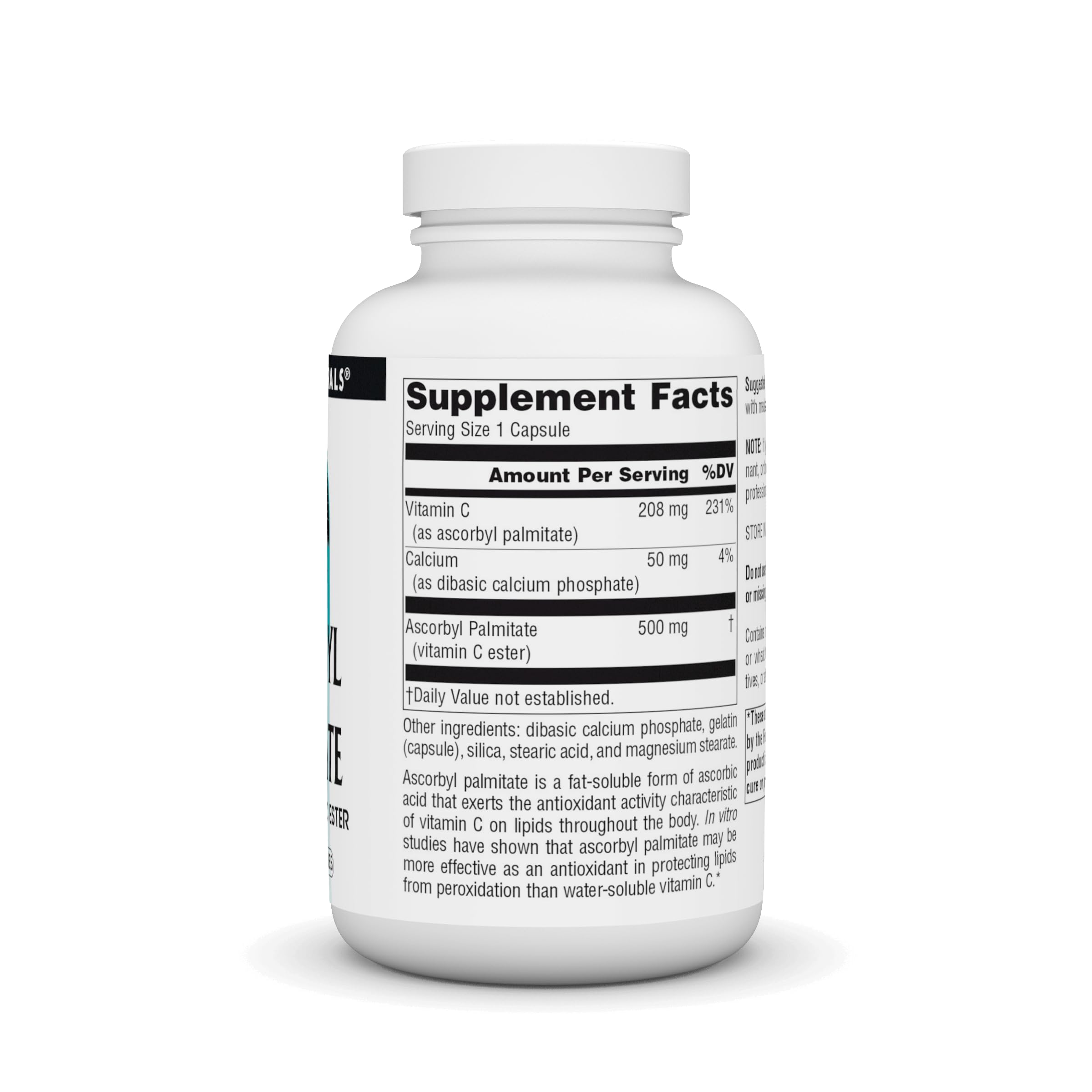 Closeup of Source Naturals Ascorbyl Palmitate capsules ready for daily use