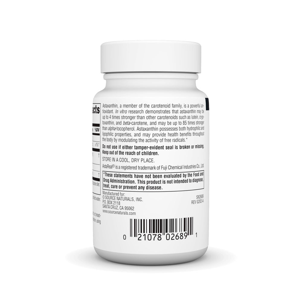 Label detail shows Haematococcus pluvialis origin for natural ingredients