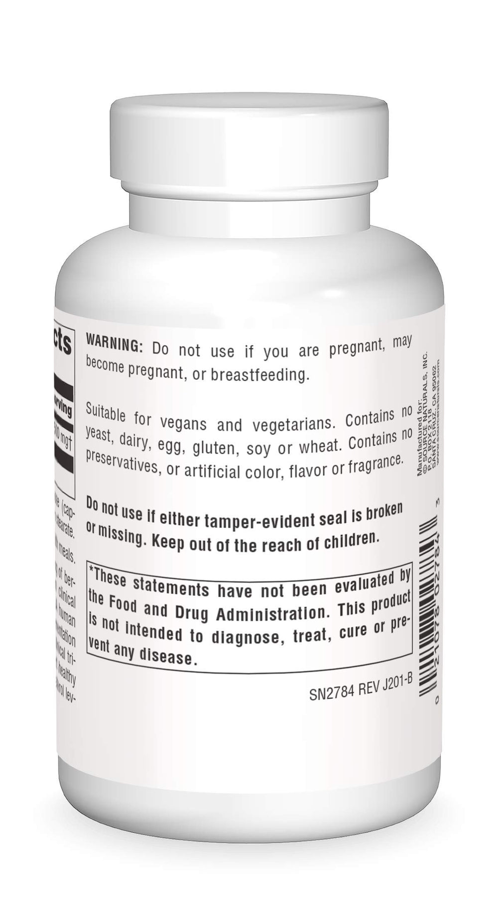Source Naturals Berberine capsules close-up, vegan-friendly and easy to swallow.