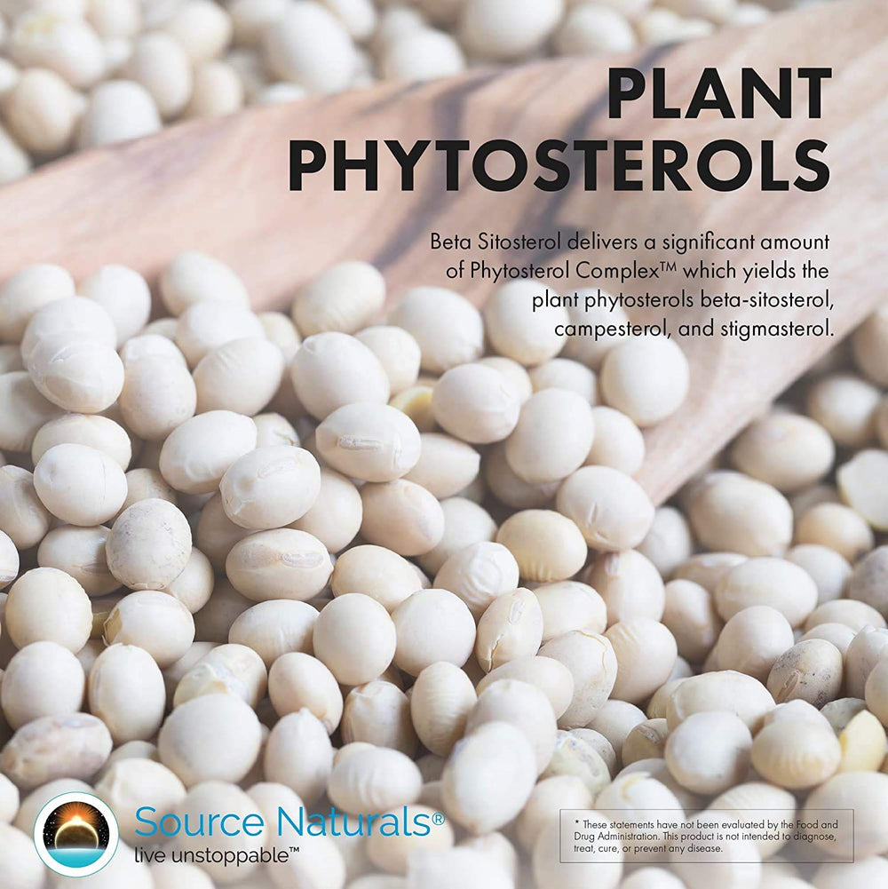 Source Naturals Beta Sitosterol bottle label emphasizes plant-derived formula.