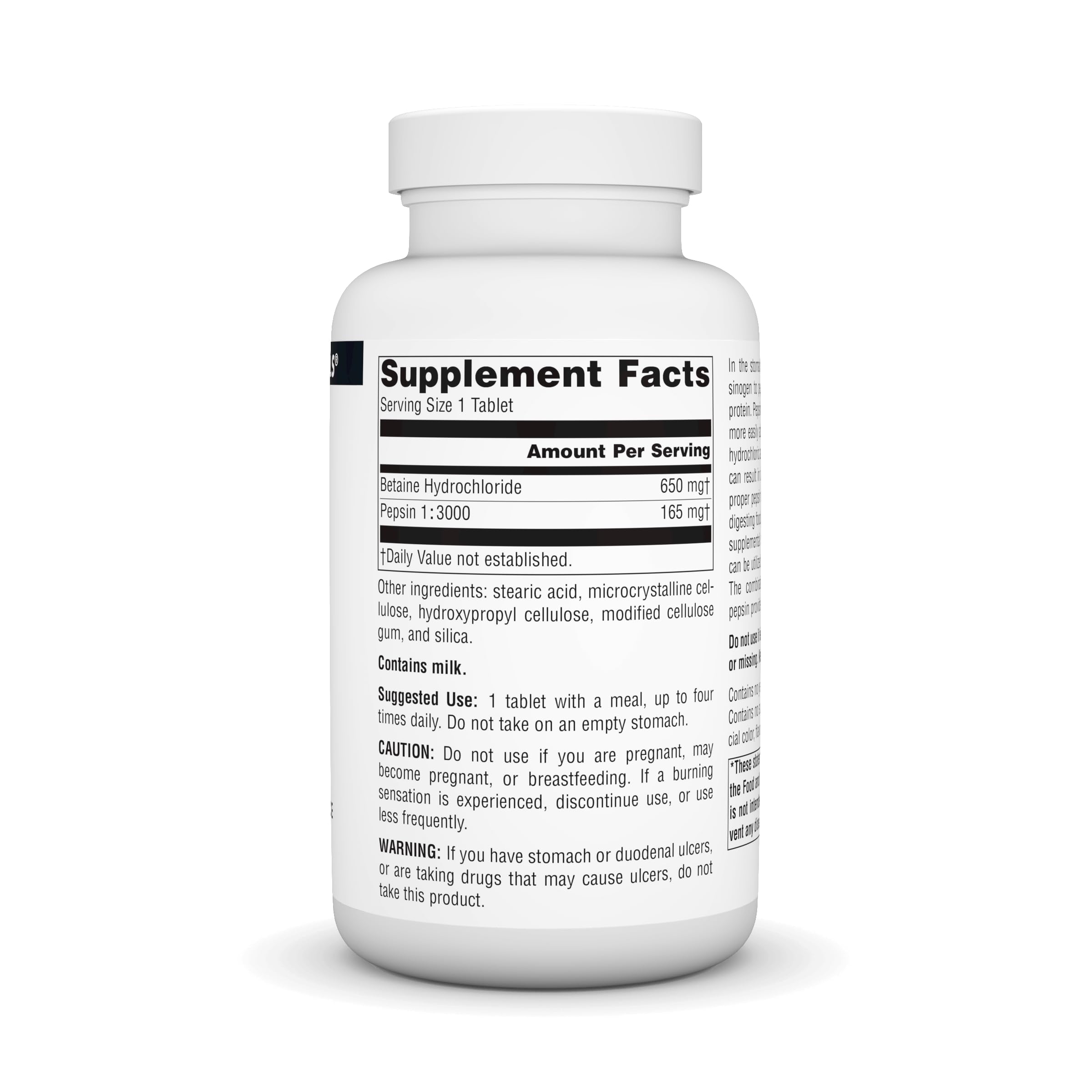 Source Naturals Betaine HCl with a meal showing protein digestion support