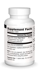 Source Naturals Blue Green Algae bottle label highlights vegan-friendly formula.