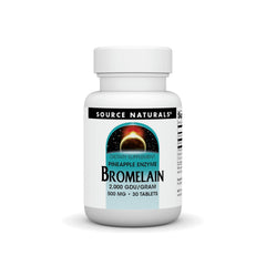 Source Naturals Bromelain 500 mg bottle front view showing potency for protein digestion.