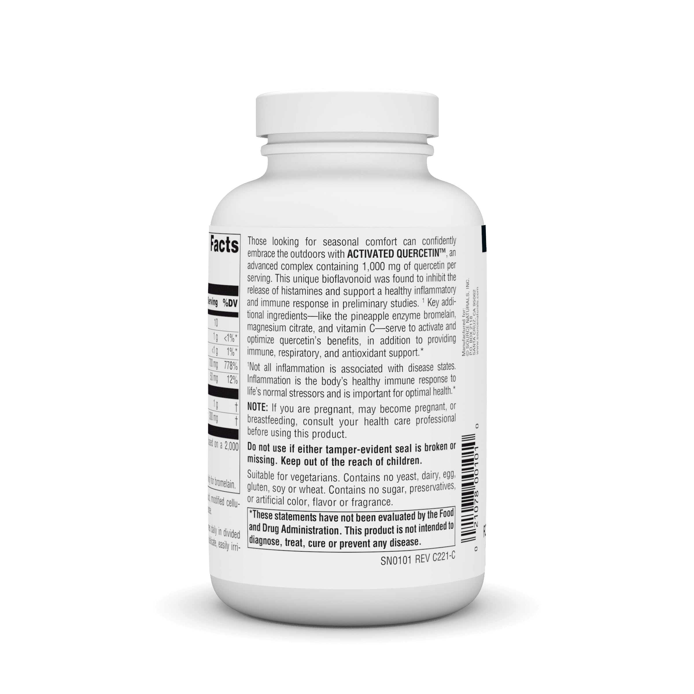 Bromelain and quercetin ingredients in Source Naturals blend for immune support
