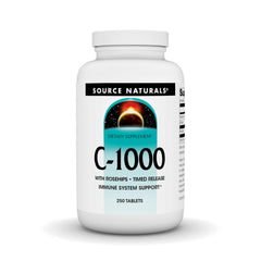 Source Naturals C-1000 bottle front with clear label signaling vitamin C-based immune support