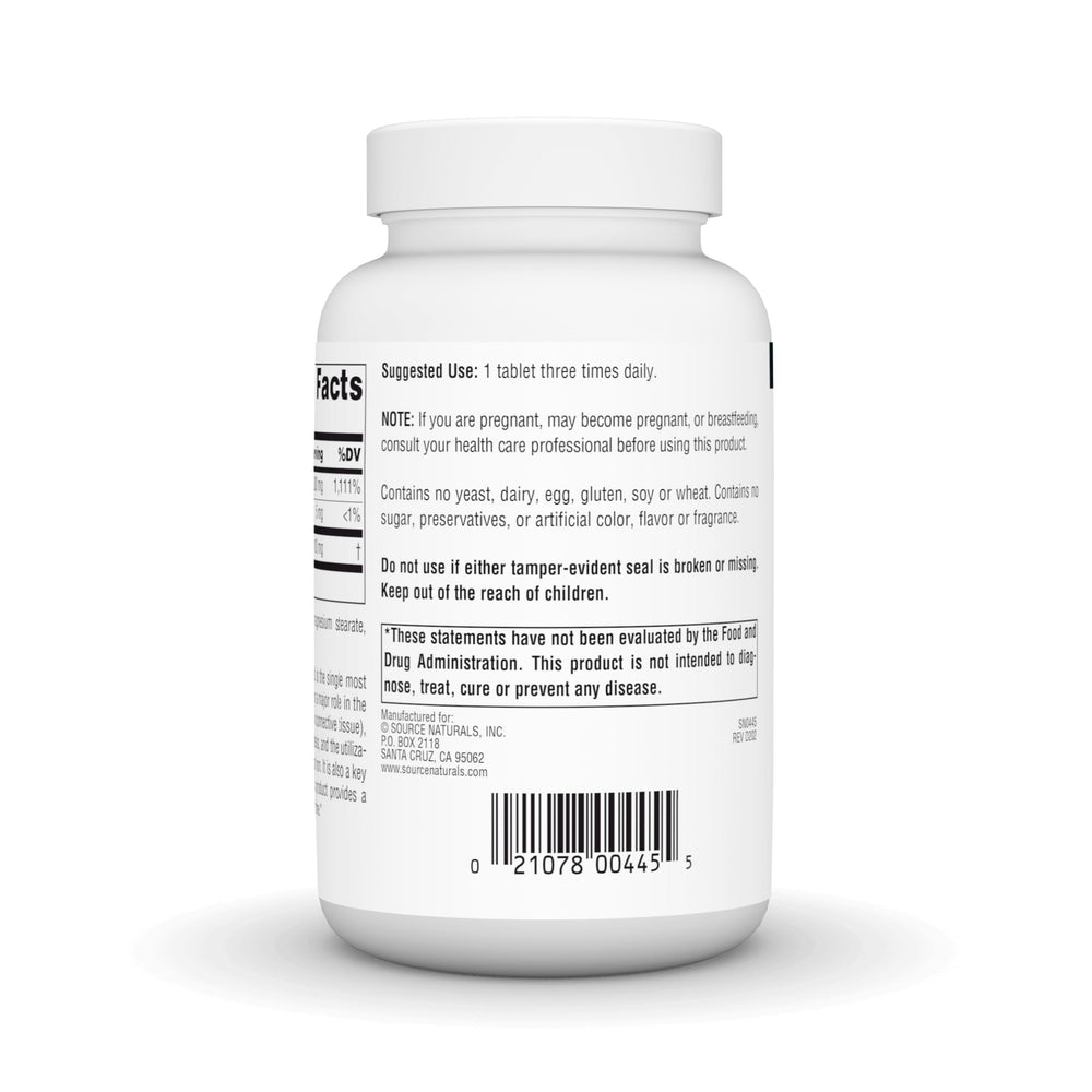 Source Naturals C-1000 tablets closeup shows convenient daily dose.