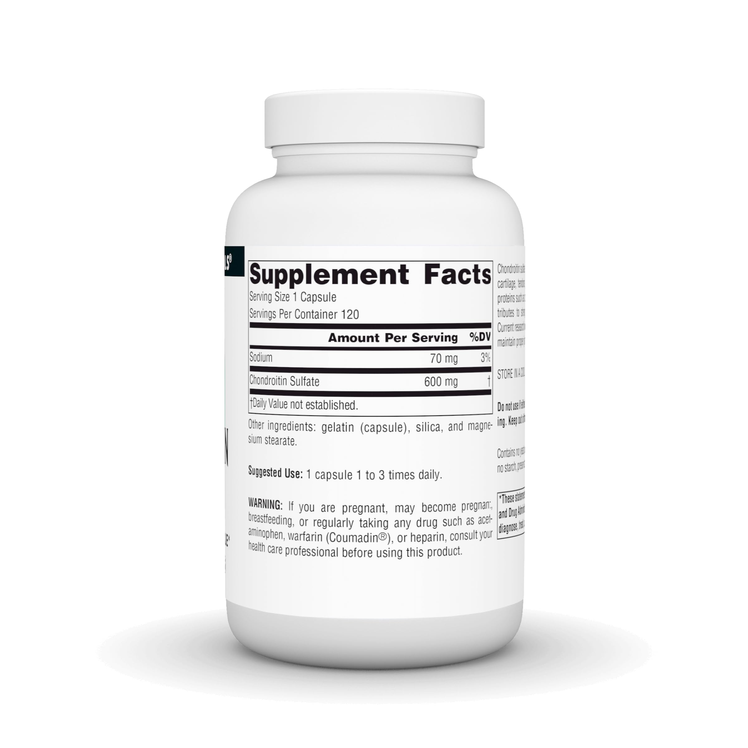 Source Naturals Chondroitin Sulfate label with dosage guidance for joint support.